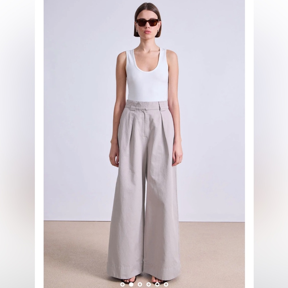 NWOT Apiece Apart Gray Wide-Leg Cotton/ Linen blend Trousers